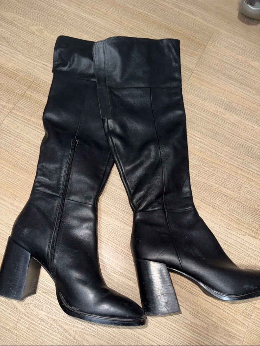 Steve Madden Sierra Black Over-the-Knee Leather Heel Boots
